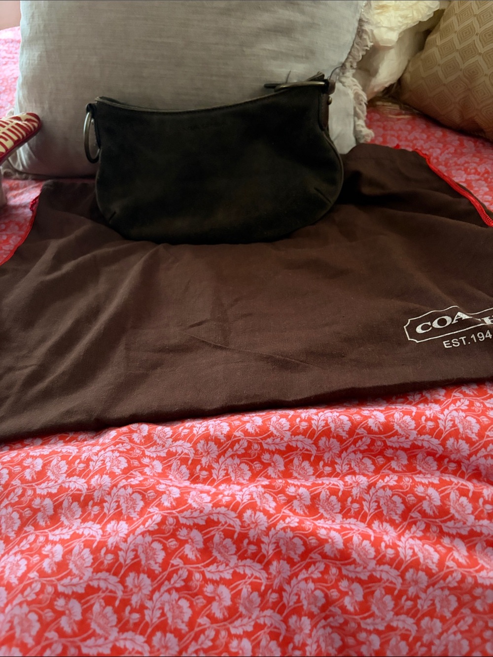 Coach Black Suede Small Shoulder Bag